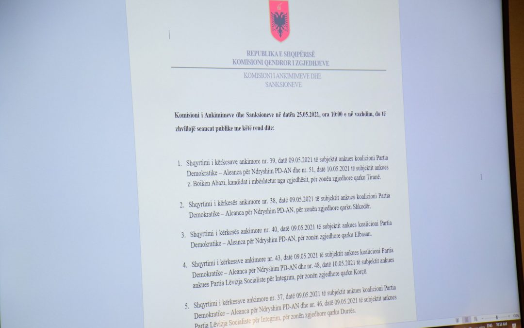 CSC rejects election appeal for Shkoder Region and reevaluation of ballots in 108 ballot boxes in Durres Region.